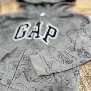 GAP Kids Gray Hoodie with Fun Construction Design
